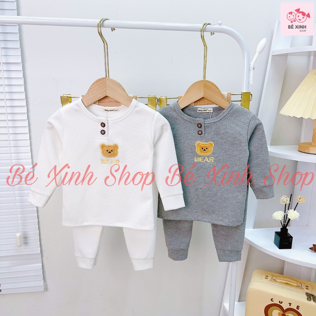 Đồ Bộ Quần Áo Ngủ Cho Trẻ Em Bé Trai Bé Gái 8-18kg MIKKO MOMSet Bộ Dài Tay Thu Đông Cho Bé Trai Gái TỔ ONG NHẬP