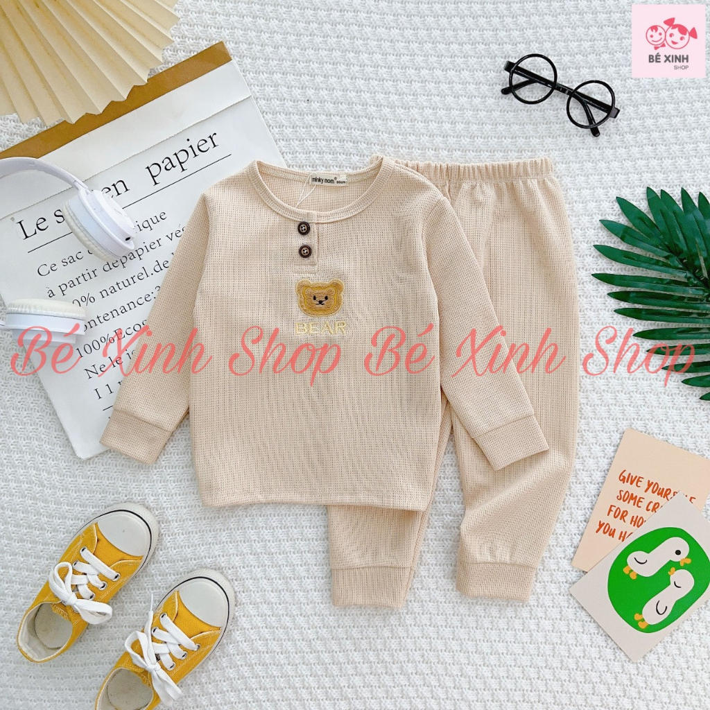 Đồ Bộ Quần Áo Ngủ Cho Trẻ Em Bé Trai Bé Gái 8-18kg MIKKO MOMSet Bộ Dài Tay Thu Đông Cho Bé Trai Gái TỔ ONG NHẬP