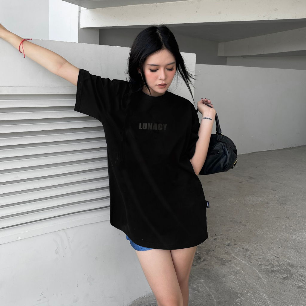 Áo thun tay lỡ Basic in cao thành phông Unisex nam nữ Cotton oversize form rộng LUNACY