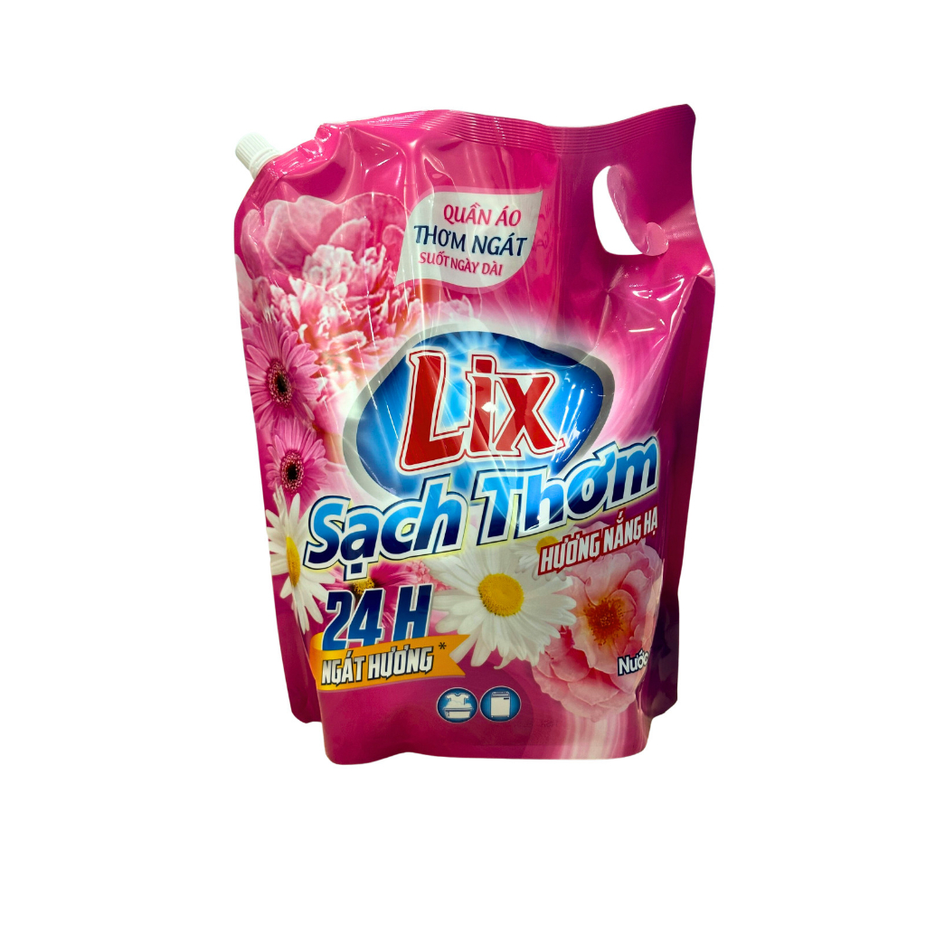 Nước giặt Lix sạch thơm hương nắng hạ 3.5kg TÚI N7303 và N7302 chứa hạt lưu hương thơm hơn - Lixco Việt Nam
