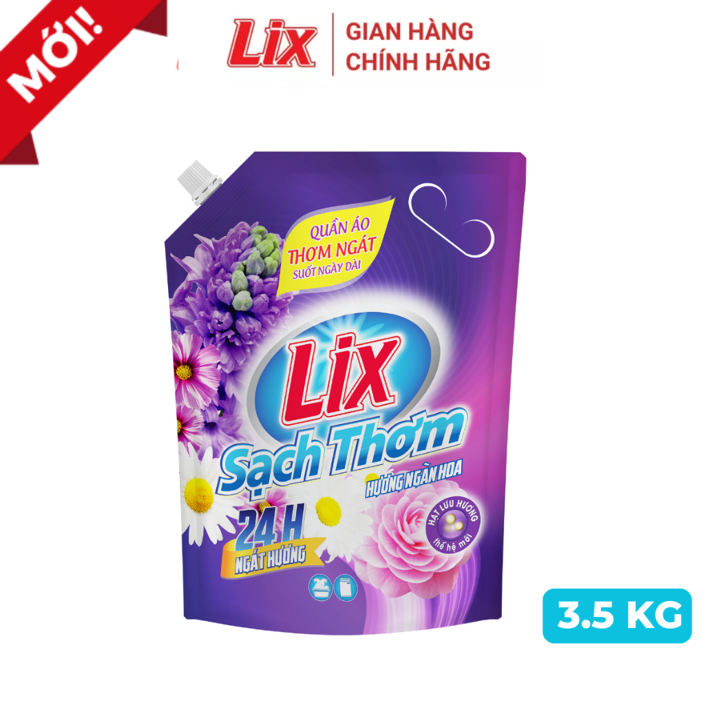 Nước giặt Lix sạch thơm hương ngàn hoa TÚI sạch nhanh vết bẩn N7403 và N7402 thơm hơn và lưu hương hơn - Lixco Việt Nam