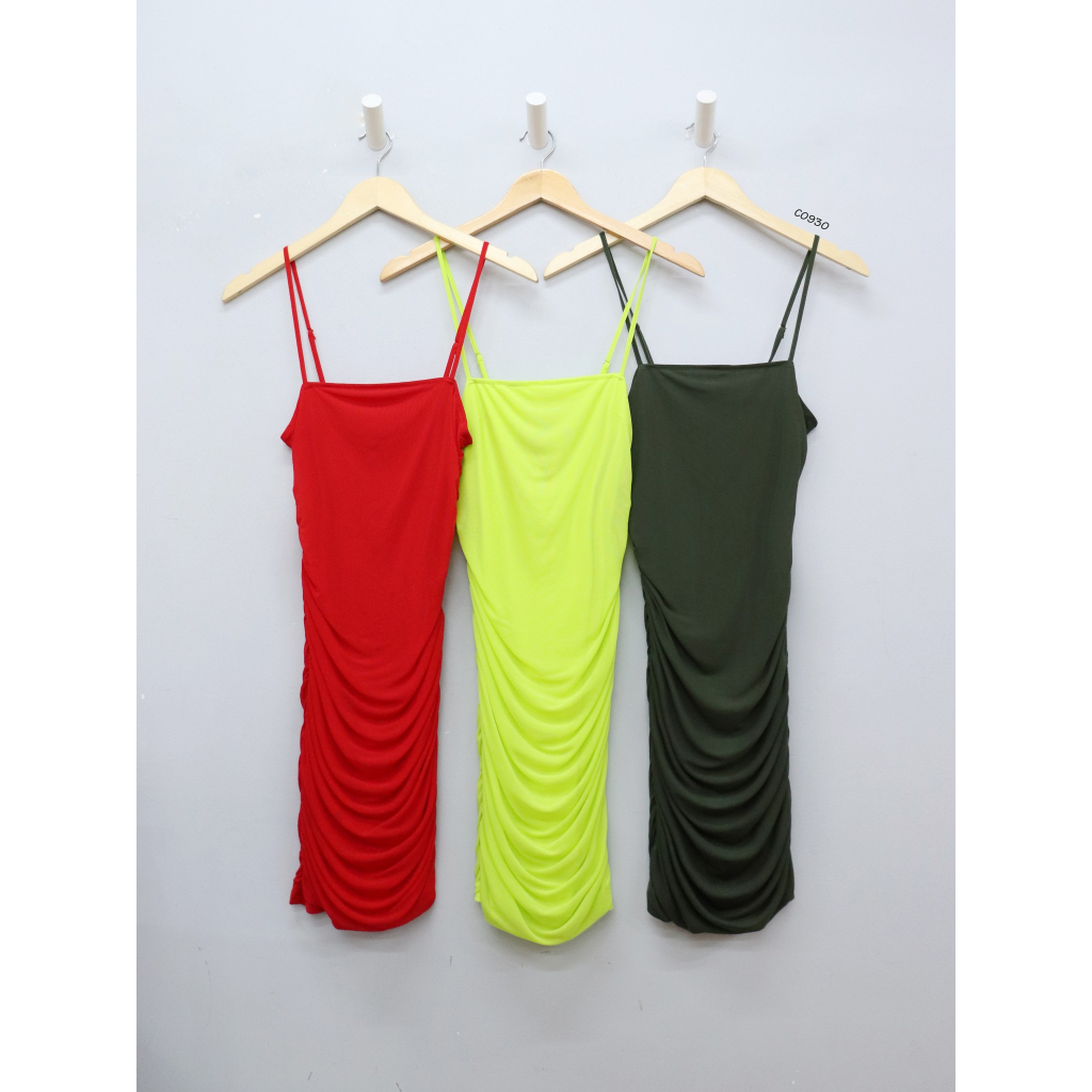 C0930 - Đầm lưới 2 dây F21 nhún thun 2 lớp trơn