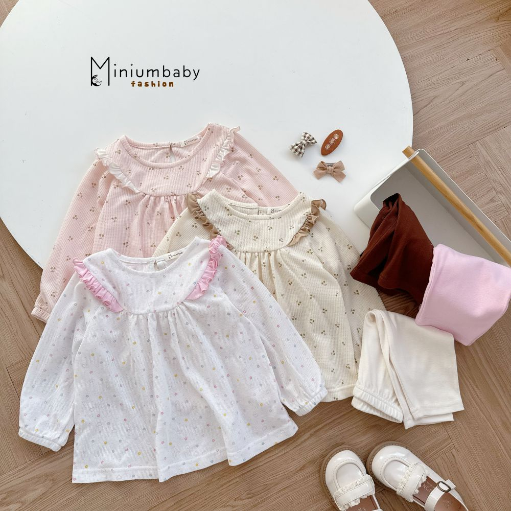 Bộ dài tay điệu đà cho bé gái chất liệu cotton mềm mịn bé mặc đi chơi đi học đều xinh, miniumbabyfashion SB1641