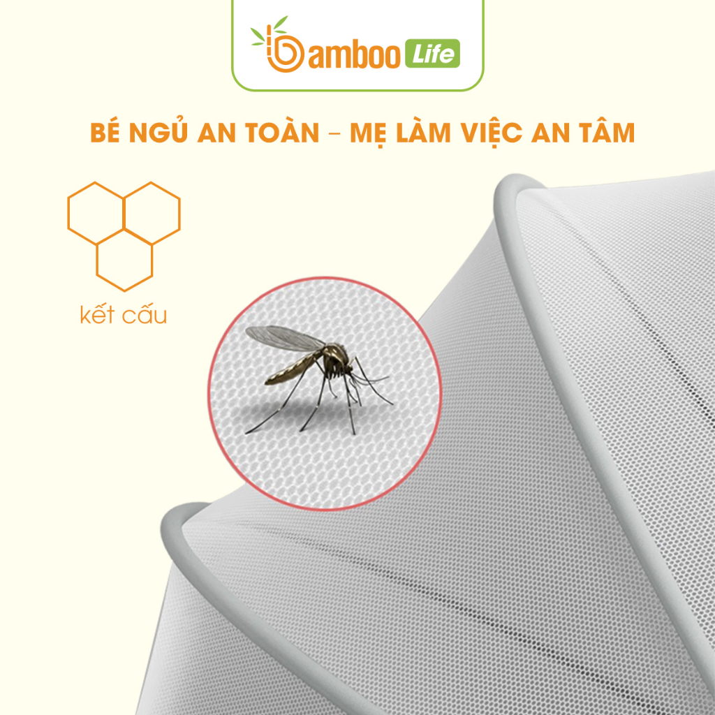 Màn chụp cho bé Bamboo Life mùng chụp cao cấp gấp gọn, chống muỗi côn trùng an toàn tiện lợi dễ dàng mang theo