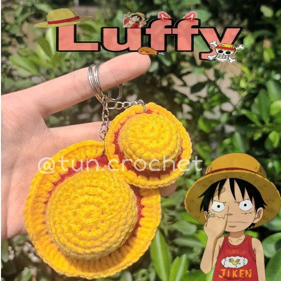 Móc khóa mũ rơm Luffy (One Piece)bằng len [Handmade by Tủn.crochet]