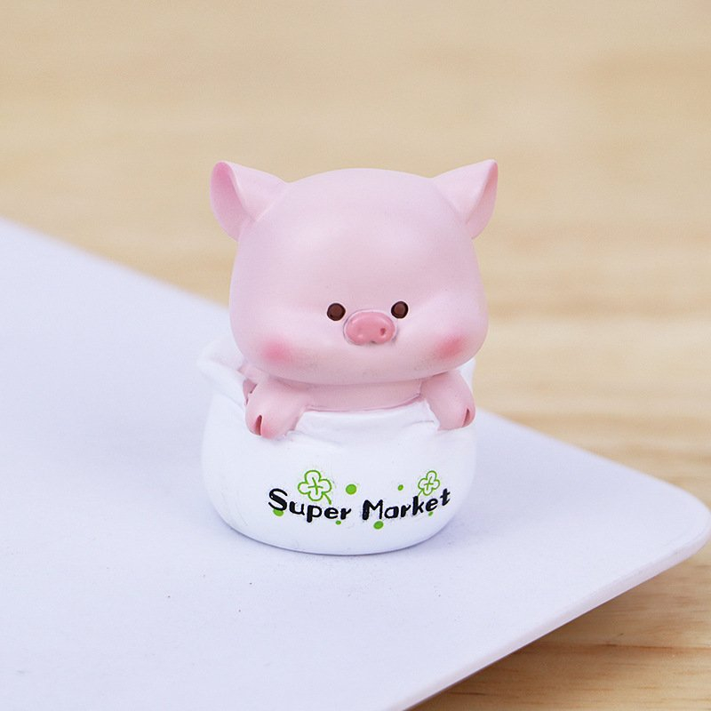 Set 4 heo mini nhỏ nhắn xinh xắn siu cute , trang trí bàn làm việc , trên xe máy , taplo ô tô ....