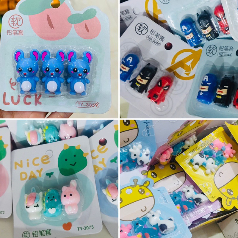 Nắp đậy bút chì xinh xắn, hình ảnh ngộ nghĩnh bảo vệ ngòi bút chì