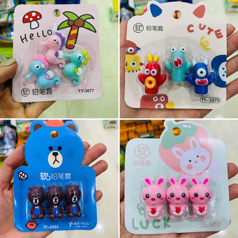 Nắp đậy bút chì xinh xắn, hình ảnh ngộ nghĩnh bảo vệ ngòi bút chì