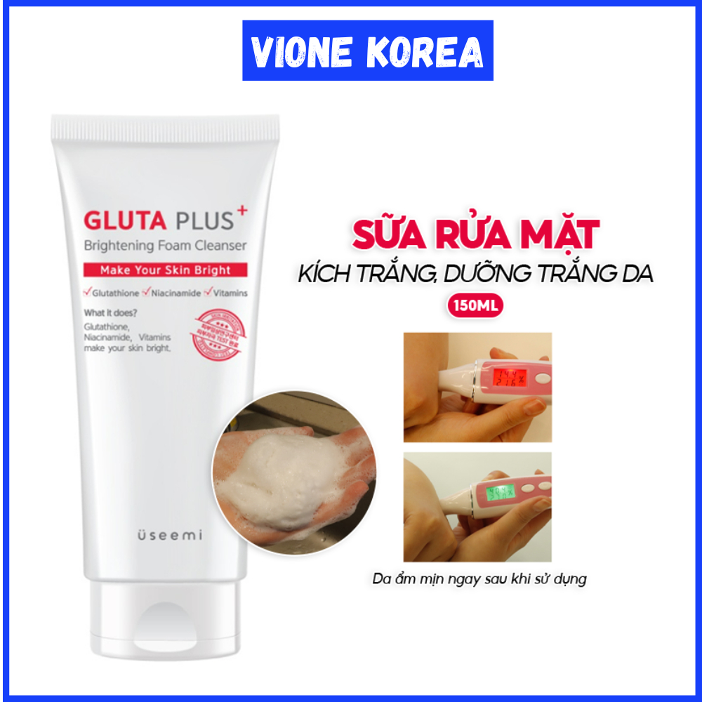 Sữa Rửa Mặt USEEMI Gluta Plus+ Tạo Bọt Làm Trắng Da Dung Tích 150ml (Hoàn tiền nếu ko chính hãng)