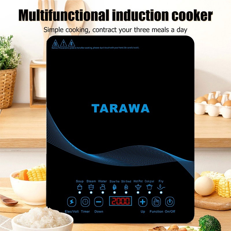 Bếp từ đơn TARAWA, bếp điện công suất lớn 2000W, tích hợp nhiều chế độ nấu, màn hình cảm ứng vân tay chính hãng