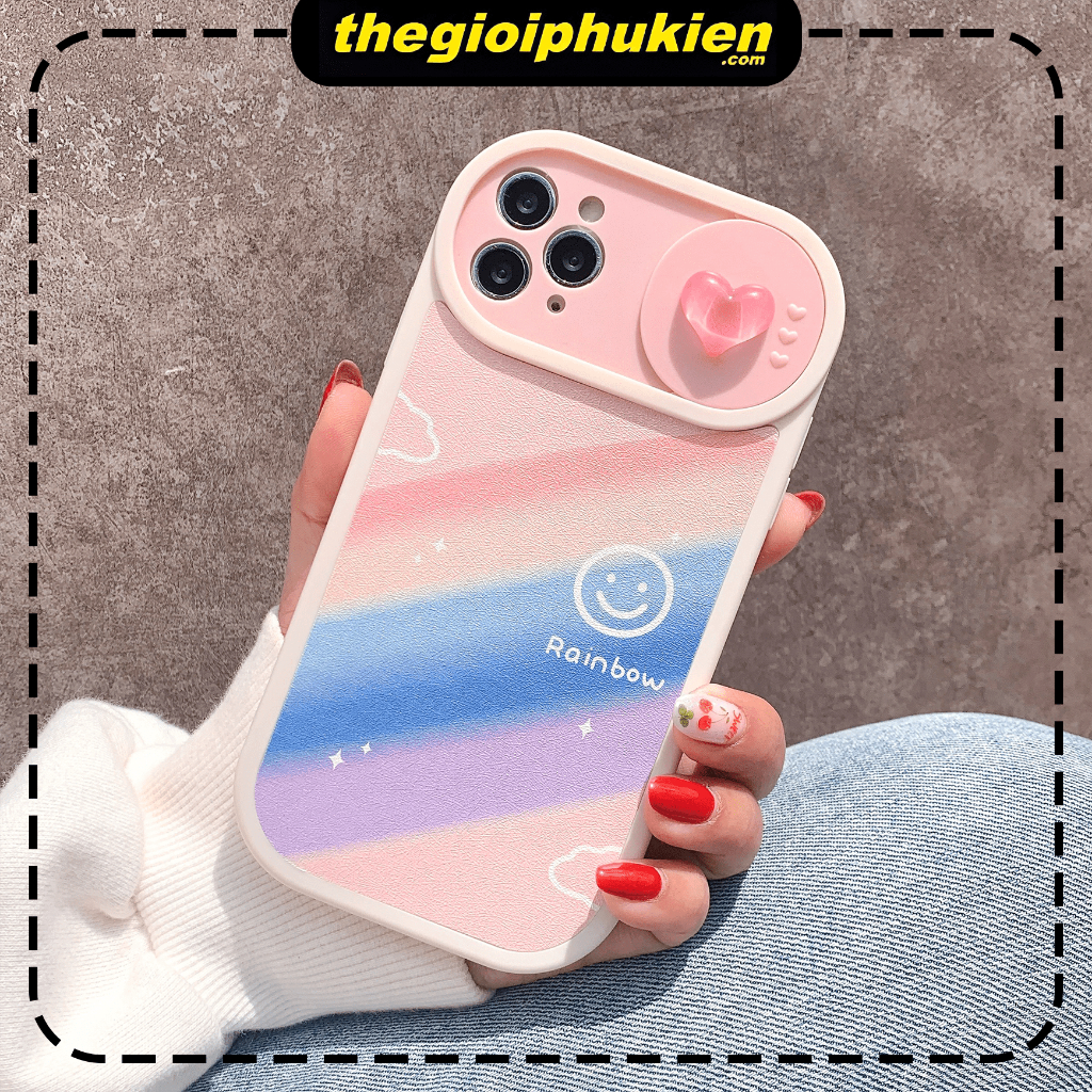 Ốp lưng iphone nắp trượt che camera Cầu vồng trái tim dành cho ip 6/7/8/plus/x/xr/xs/11/12/13/14/pro max - xx2071