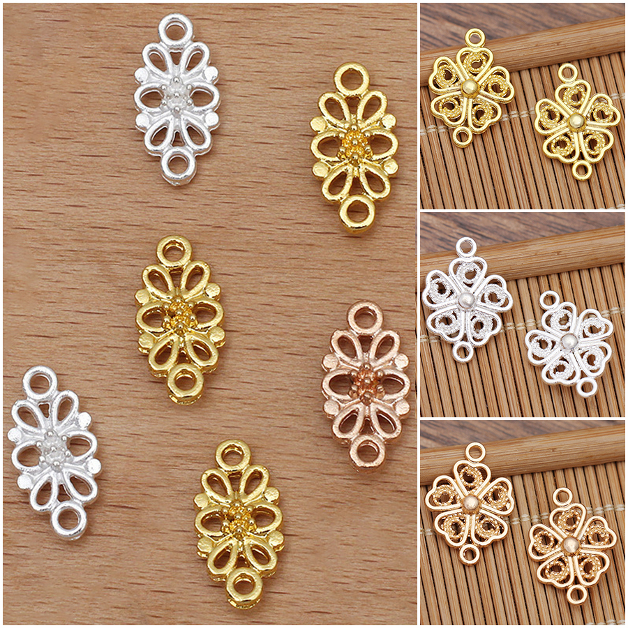 5 phiến treo đúc họa tiết hoa 8*17mm nguyên liệu làm trâm làm trang sức cổ trang cosplay cổ phục có màu KC