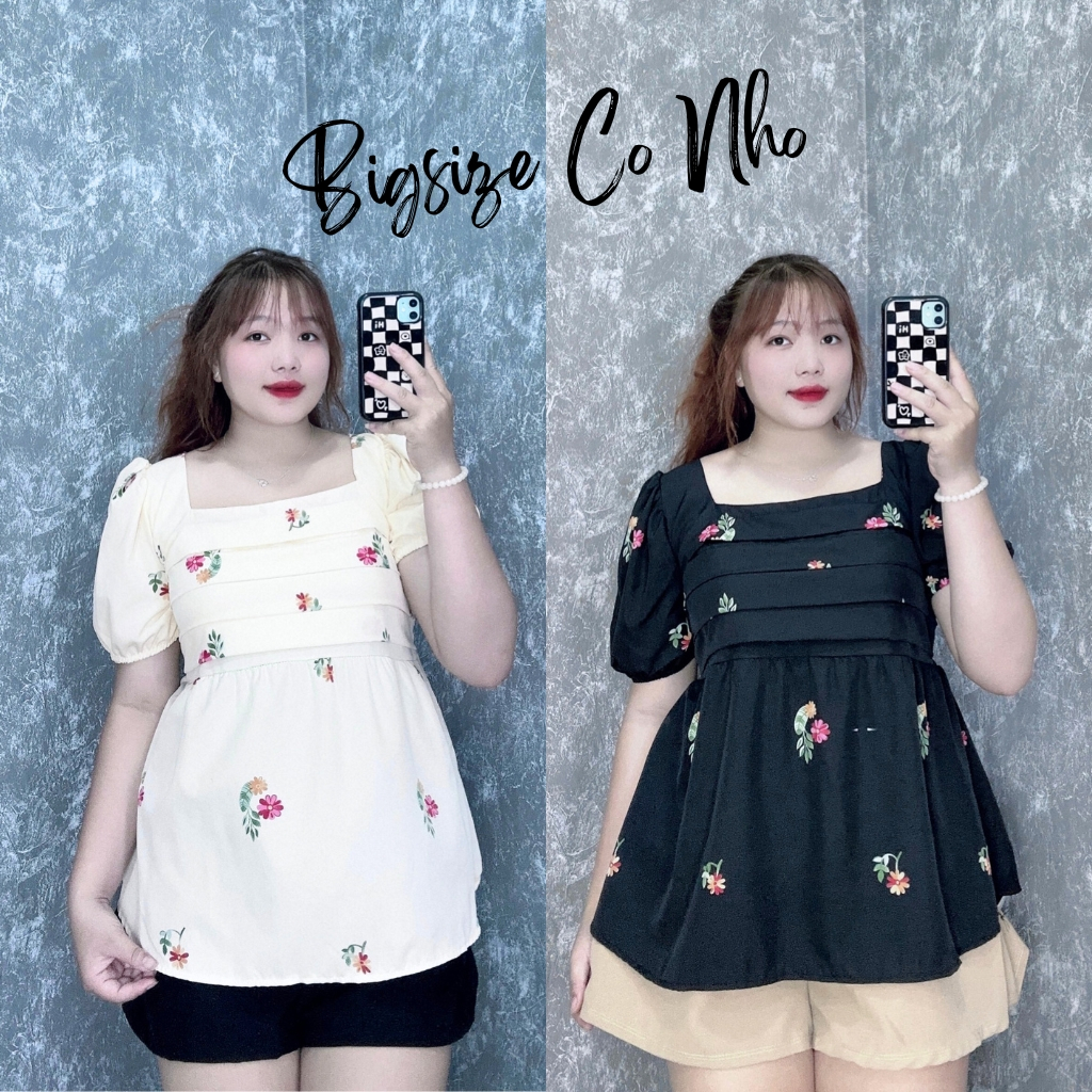 Set đồ bộ bigsize nữ quần short ngắn eo co giãn và áo baby doll cute nhiều màu sắc dành cho nàng mũm mĩm 58-95 kg SET55