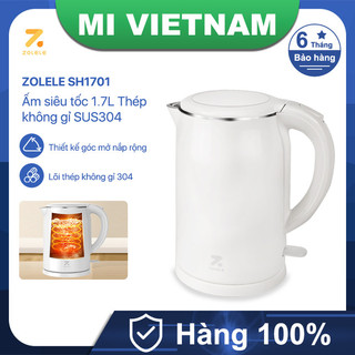 Ấm siêu tốc zolele sh1701 bình đun siêu tốc cao cấp inox 2 lớp 1.7l thép không gỉ sus304- hàng chính hãng