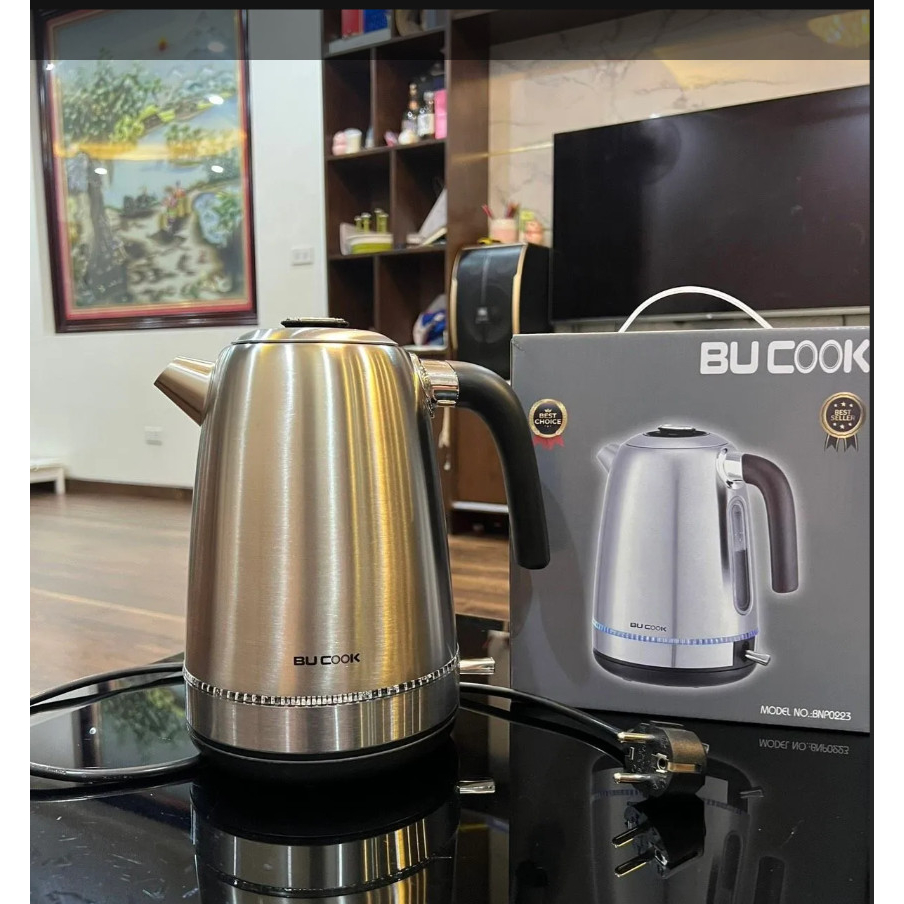 Ấm Đun Nước Siêu Tốc Bucook BNP0223 inox 1.7L Thế Hệ Mới,ấm siêu tốc, ấm dun siêu tốc chính hãng bucook