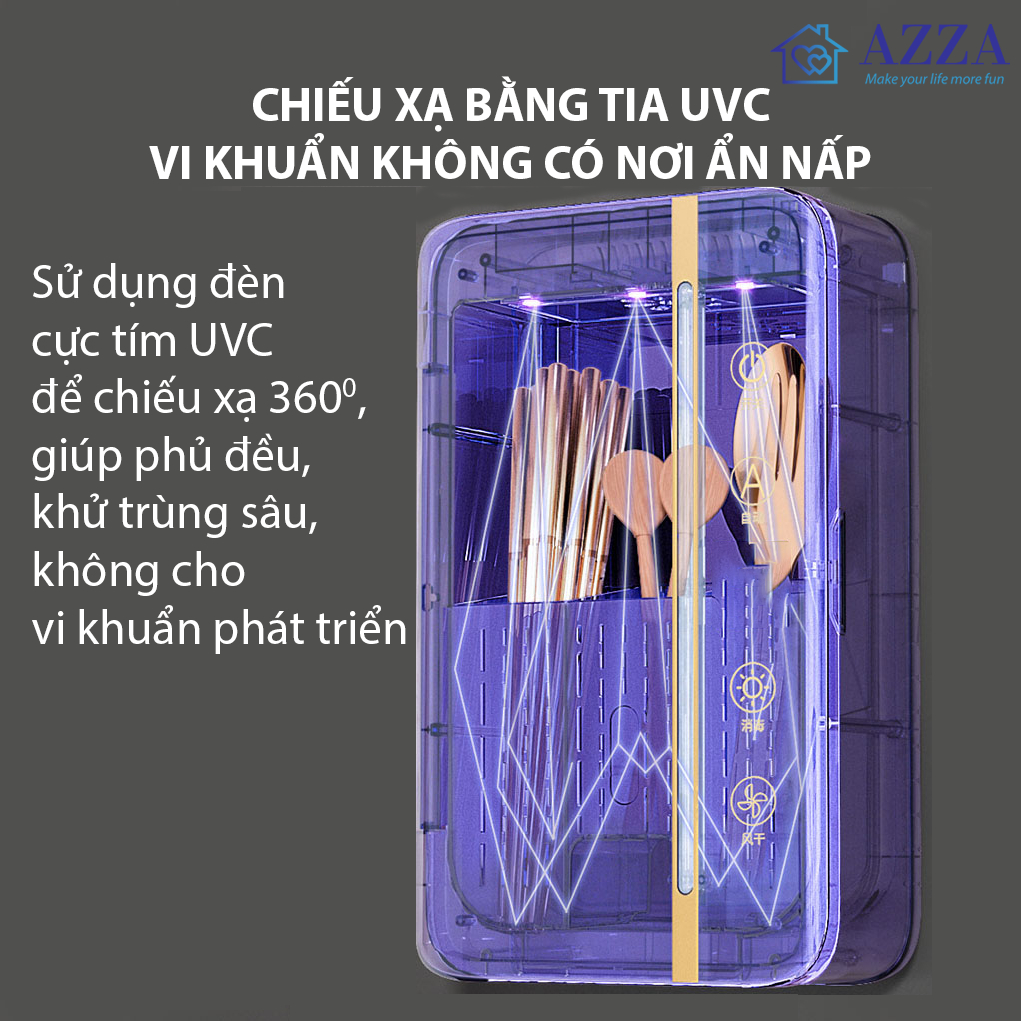 Máy sấy đũa, máy khử khuẩn cao cấp AZZA-1101