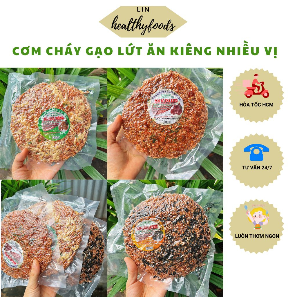 Cơm Cháy Gạo Lứt Ăn kiêng Giảm Cân, Healthy, Siêu Chà Bông Khô Bò Rong Biển gói 100gr
