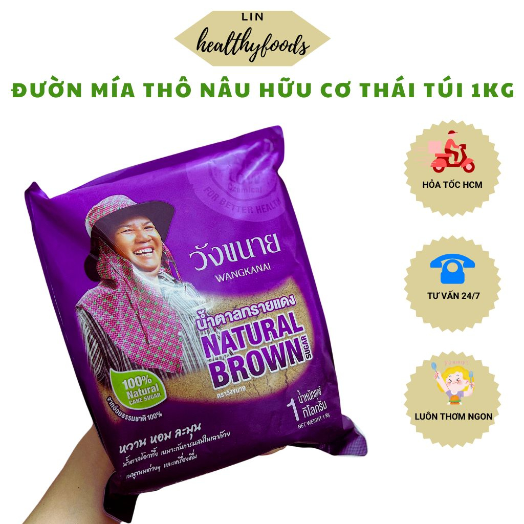 Đường Mía Thô Nâu Tự Nhiên Natural Brown Wangkanai Thailand 1kg - Không tinh luyện, tẩy trắng