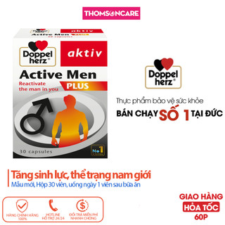 Men Active Plus hỗ trợ Tăng cường sinh lý nam - Nhập khẩu Doppelherz Aktiv từ Đức, bổ thận tráng dương Hộp 30 viên