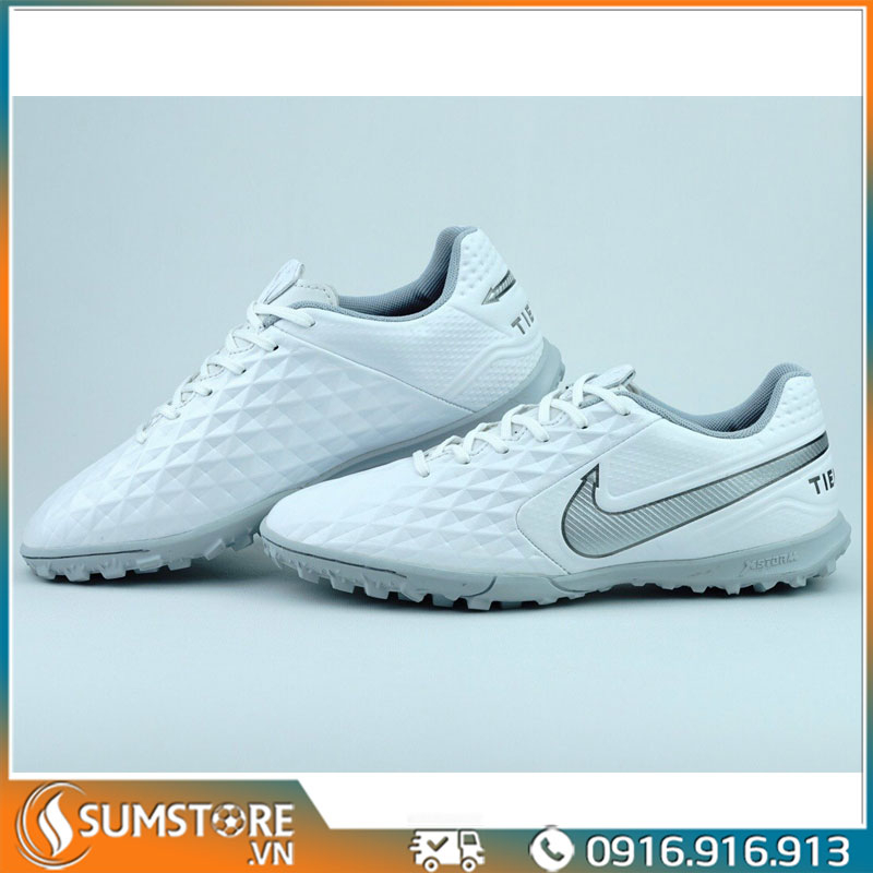 Giày Đá Banh Tiempo Trắng Bạc Cao Cấp 2022 - Giày Bóng Đá Mới Đẹp