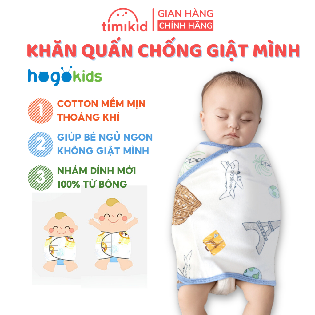 Khăn Quấn Bé Sơ Sinh Chống Giật Mình, Vải Cotton Thân Thiện Mềm Mại Với Da