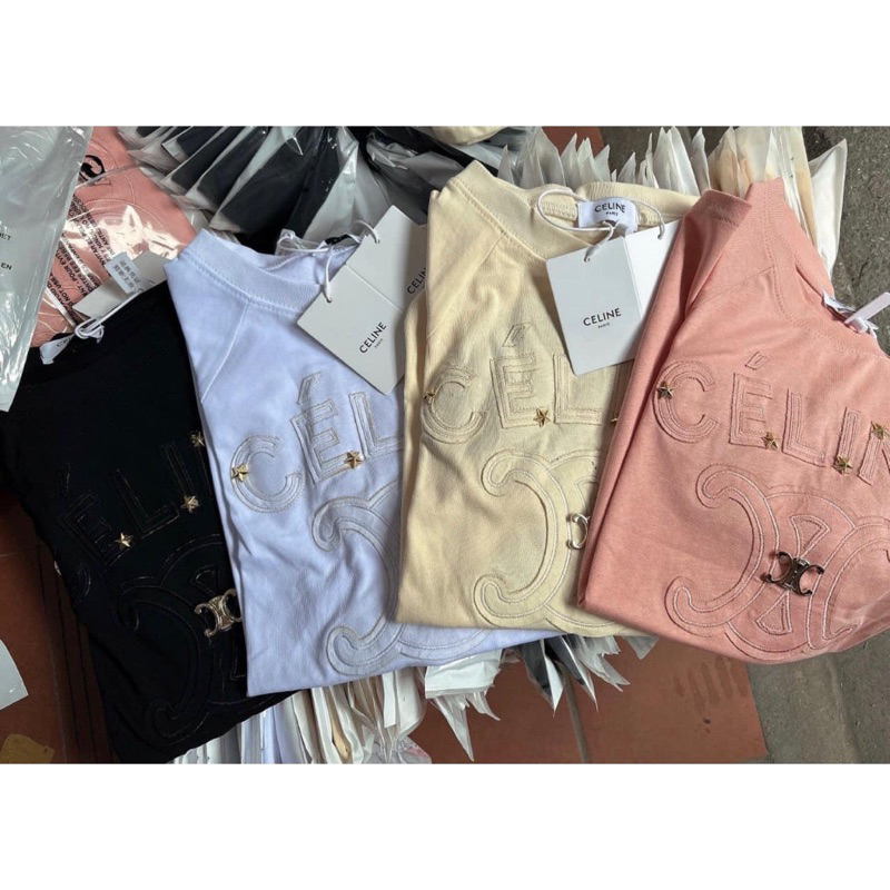 Áo Phông Thêu CEL Đính Charm Nổi Siêu Hot