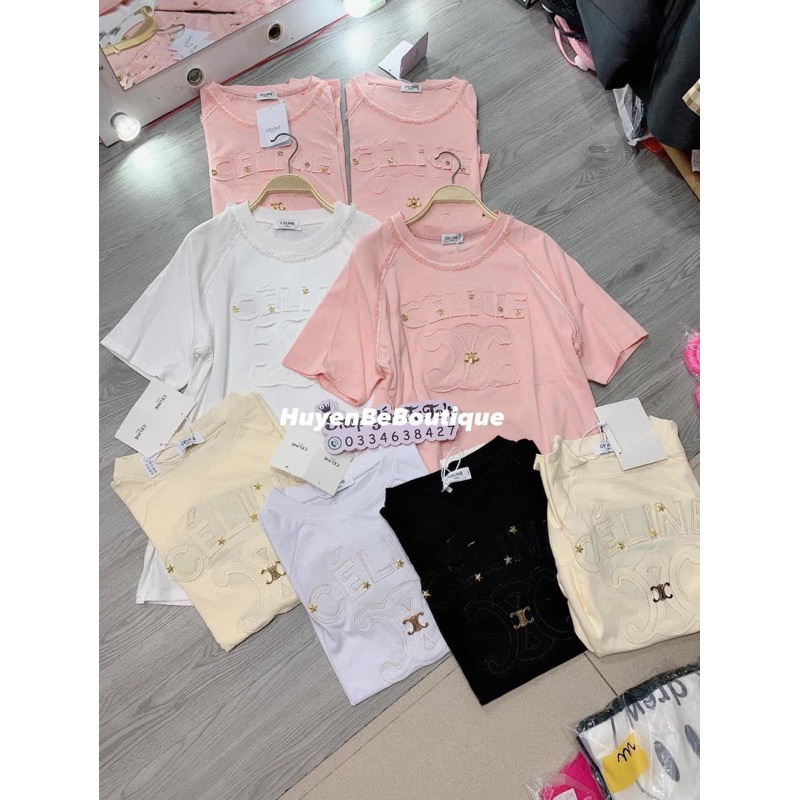 Áo Phông Thêu CEL Đính Charm Nổi Siêu Hot