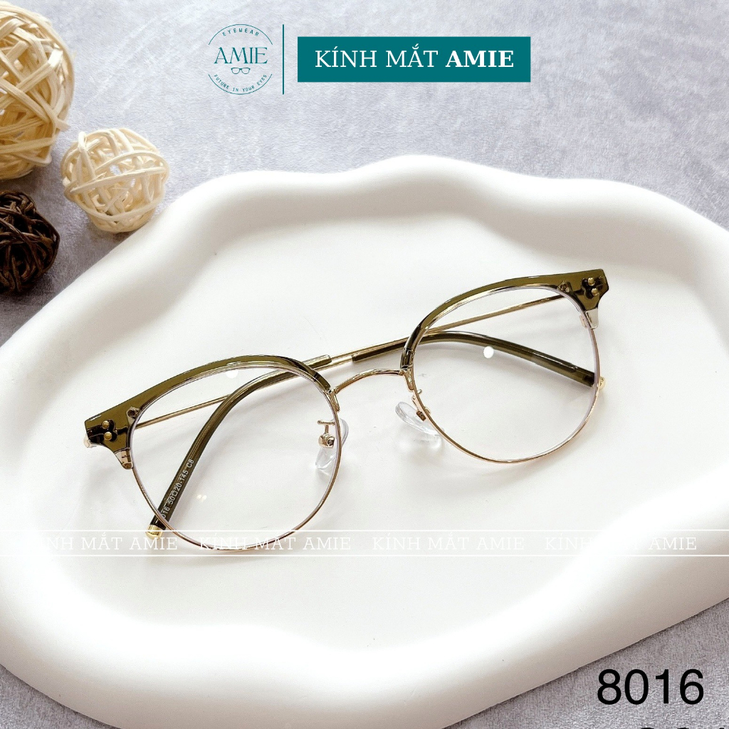 Gọng kính cận tròn nữ nam AMIE Eyewear chất liệu kim loại nhựa thiết kế nhẹ nhàng trẻ trung 8016