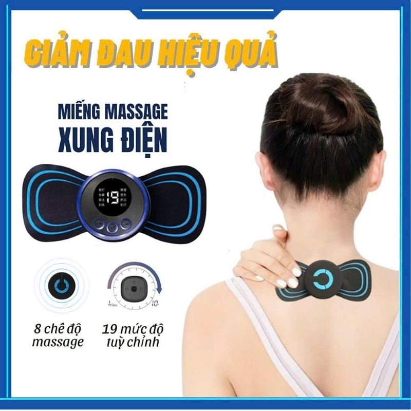 Miếng Dán Massage Xung Điện Giảm Đau Nhức Cổ Vai Gáy, Bắp Tay, Lưng - Máy Mát xa mini Toàn Thân