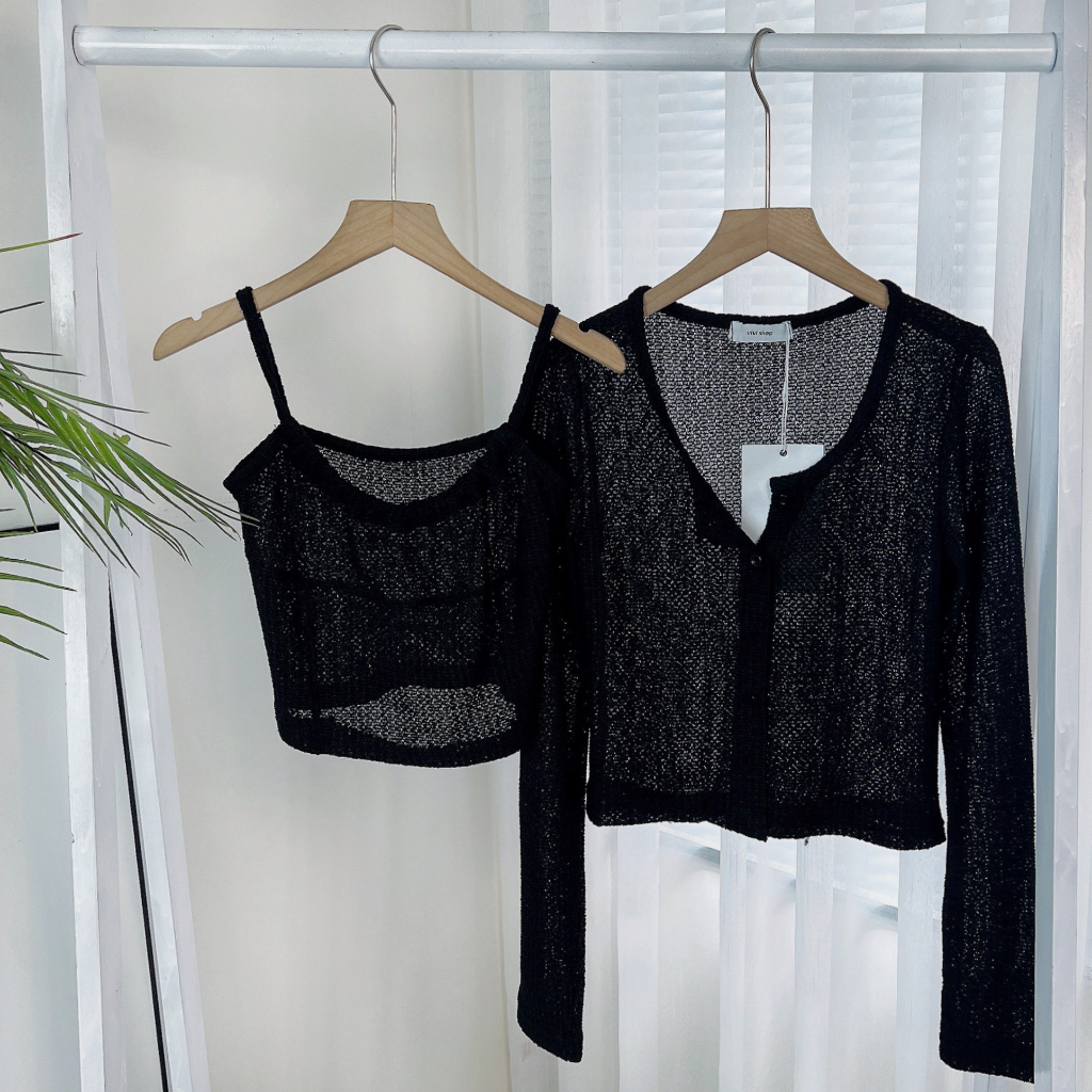 Áo khoác len Cardigan dáng dài kèm áo 2 dây MIMIX DI1185