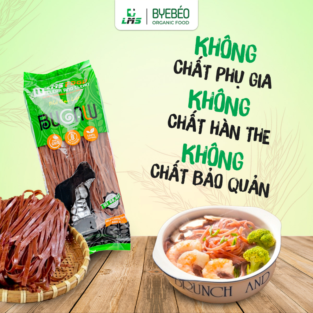 Combo 2KG/5KG Bún Phở Gạo Lứt BYE BÉO Giàu Chất Xơ Vitamin và Khoáng Chất - LMS FOOD