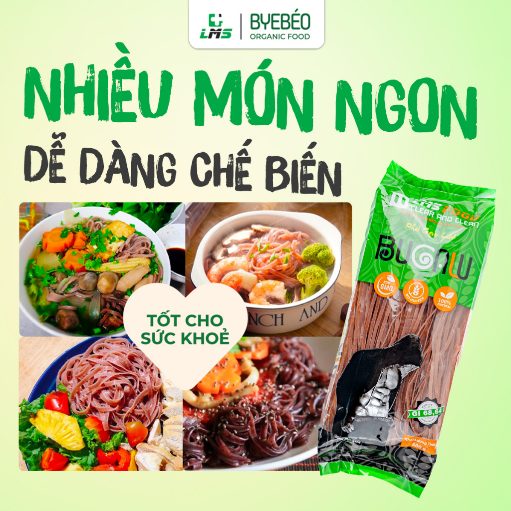 Combo 2KG/5KG Bún Phở Gạo Lứt BYE BÉO Giàu Chất Xơ Vitamin và Khoáng Chất - LMS FOOD