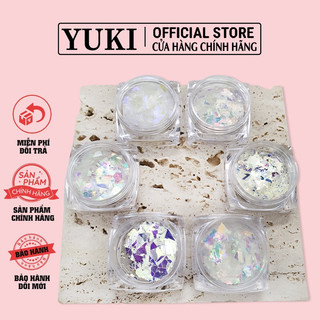 Set giấy vụn - giấy vụn trang trí nail - nhũ giấy 6 hũ - nhũ thuỷ tinh trang trí móng - phụ kiện nail