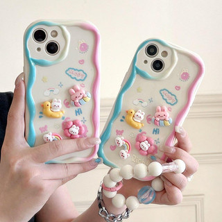 Ốp Điện Thoại Mềm Hình Thỏ Gắn Charm Màu Kẹo Cho iPhone 6 7 8 plus 11 12 13 14 Pro Max xx1052