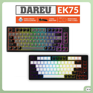 BÀN PHÍM CƠ DAREU EK75 PRO TRIPLE MODE BLACK GOLDEN DAREU DREAM SWITCH, DAREU EK75 WHITE BLACK DAREU DREAM SWITCH