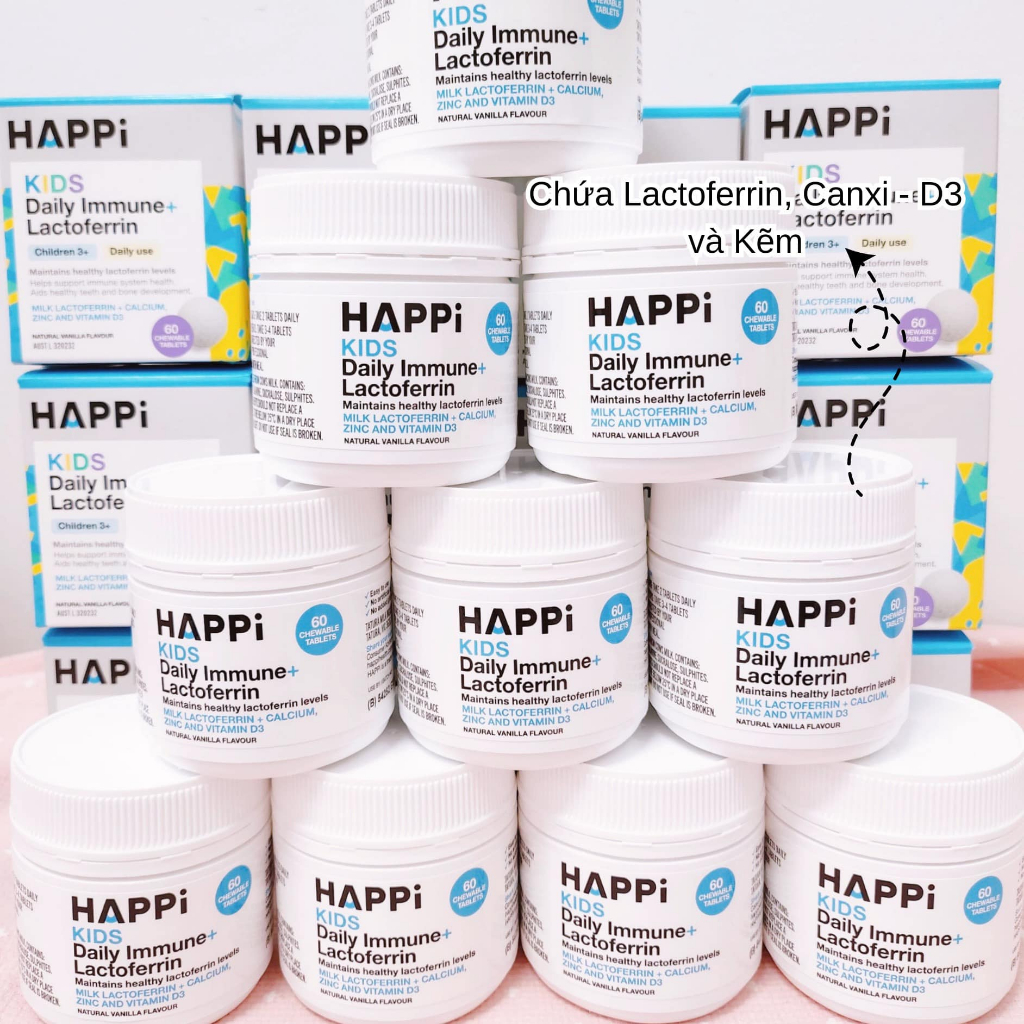 Kẹo hỗ trợ tăng đề kháng HAPPi Lactoferrin Kids 60 viên - Beanstore