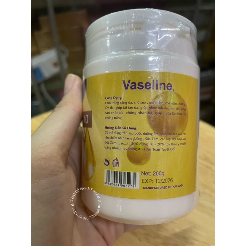 Kem kích trắng sáng da mờ thâm Vaseline X10 200g