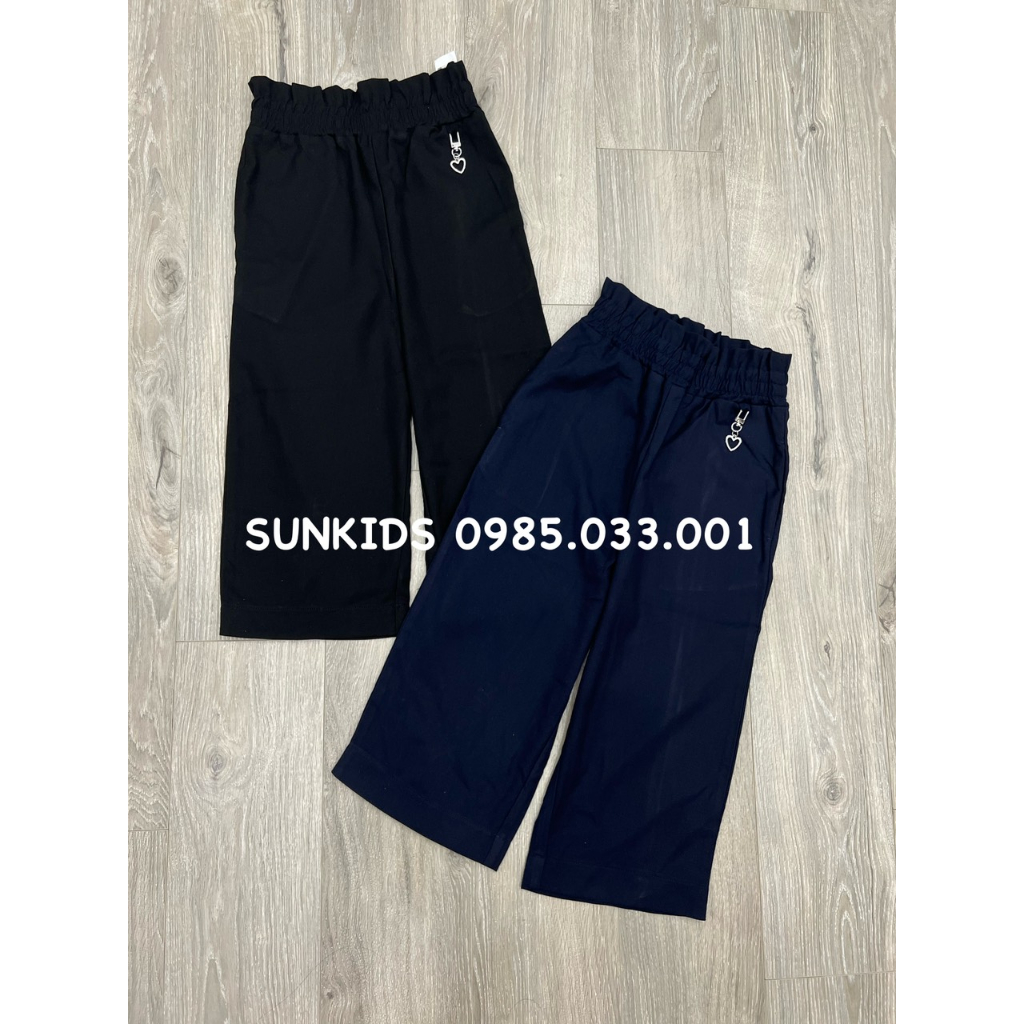 Quần vải suông bé gái GJ 2 màu khuy trái tim