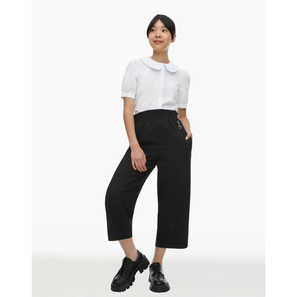 Quần vải suông bé gái GJ 2 màu khuy trái tim