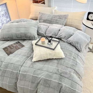 Bộ chăn ga nỉ nhung luxury 4 món lông thỏ