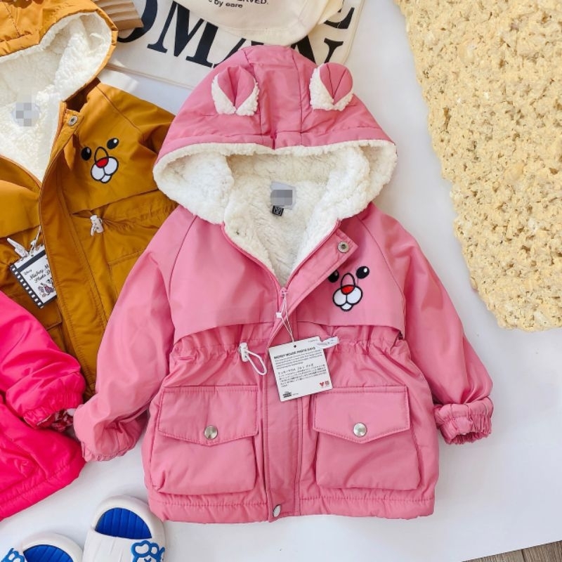 Áo parka tai gấu dễ thương cho bé gái 12-23kg