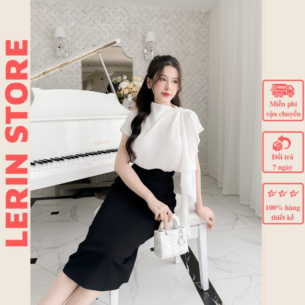 Set Váy Nữ Dáng Dài Đầm Công Sở Áo Cách Điệu Sang Trọng_LERIN B64