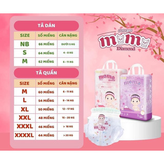Combo 3 bịch bỉm momo diamom M/L/Xl tặng khăn tắm