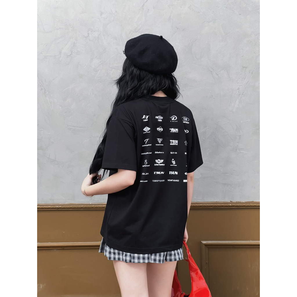 Áo Thun TSUN Multi Logo Tee - Đen - [UNISEX] - In Kéo Lụa