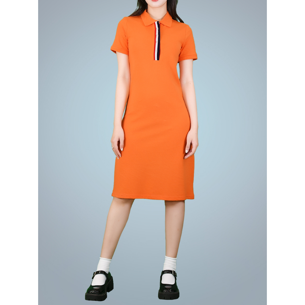 Đầm cổ polo phong cách năng động cotton 100%