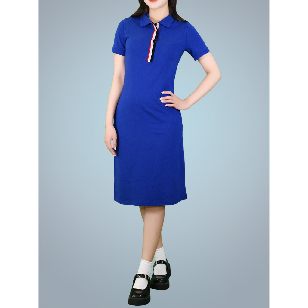 Đầm cổ polo phong cách năng động cotton 100%