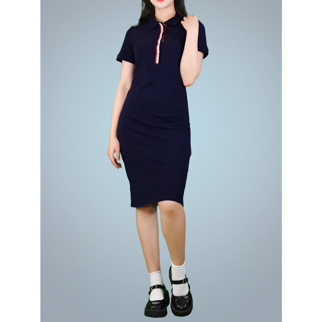 Đầm cổ polo phong cách năng động cotton 100%