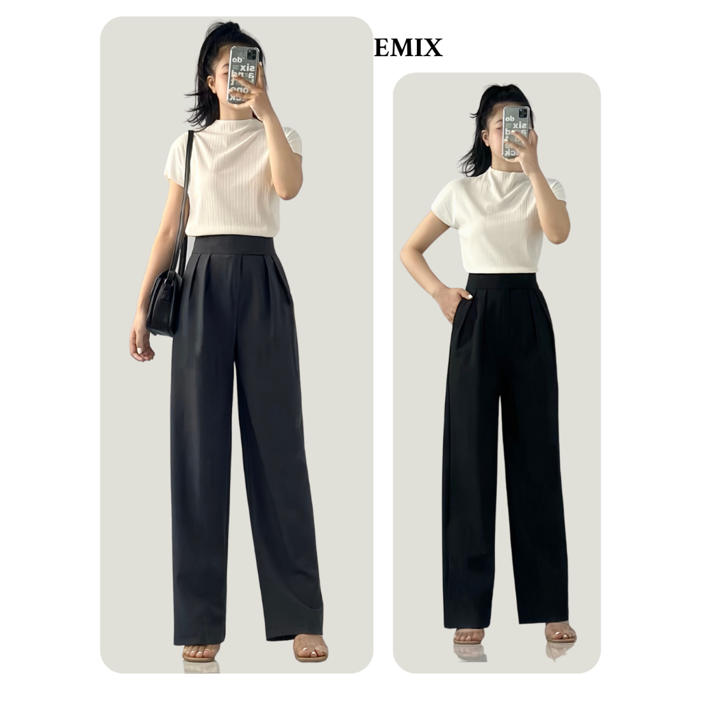 (Ảnh thật) Quần tây công sở nũ ống rộng cap dán EMIX Capdan001/P3K10.11