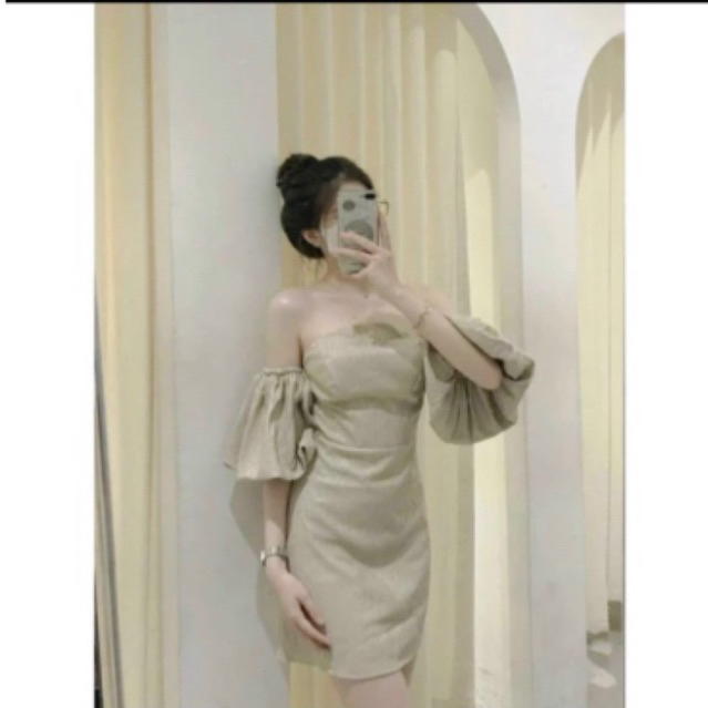 Đầm Cúp Ngực Tay Bồng