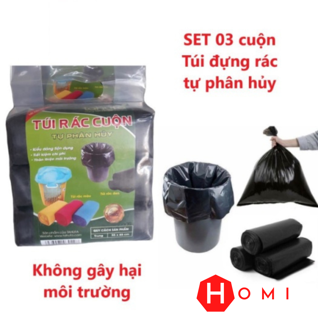 Túi Rác Tự Phân Hủy Siêu Dai - Bao Rác Đen Kích Thước Lớn 55*65 cm  - Danami Store